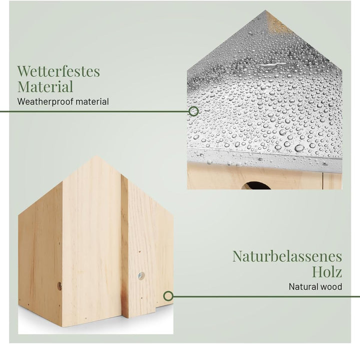 WILDLIFE HOME Nistkasten Meisen mit Metalldach für Kohlmeisen &amp; Co. I nach NABU aus verschraubtem Ma