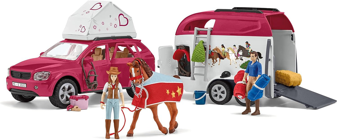 SCHLEICH 42567 Reiterhof, für Kinder ab 5-12 Jahren, HORSE Club - Spielset &amp; 42535 Abenteuer mit Aut