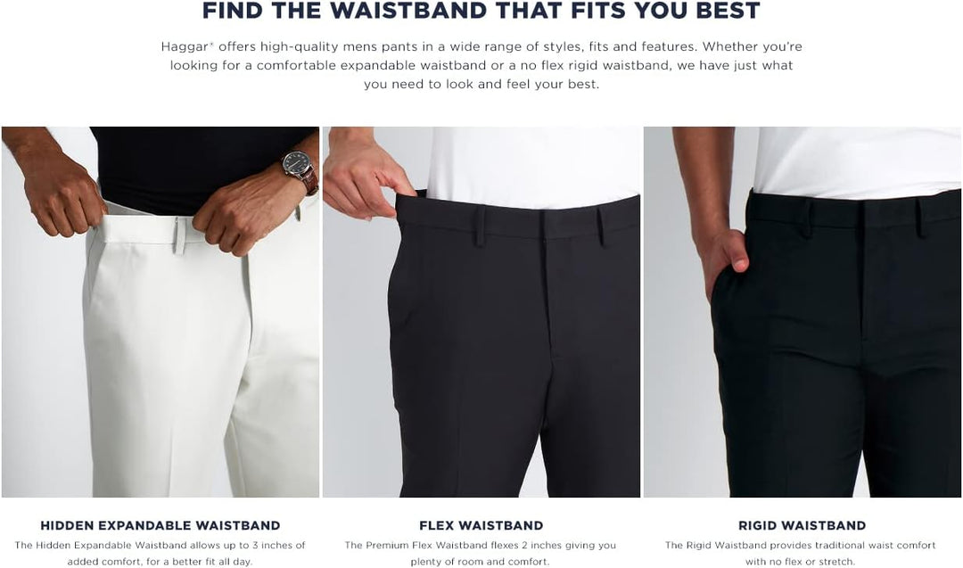 Haggar Herren Anzughose Eclo Stria Expandable-waist Plain-front Dress Panteclo Stria 확장형 허리 플레인 프론트