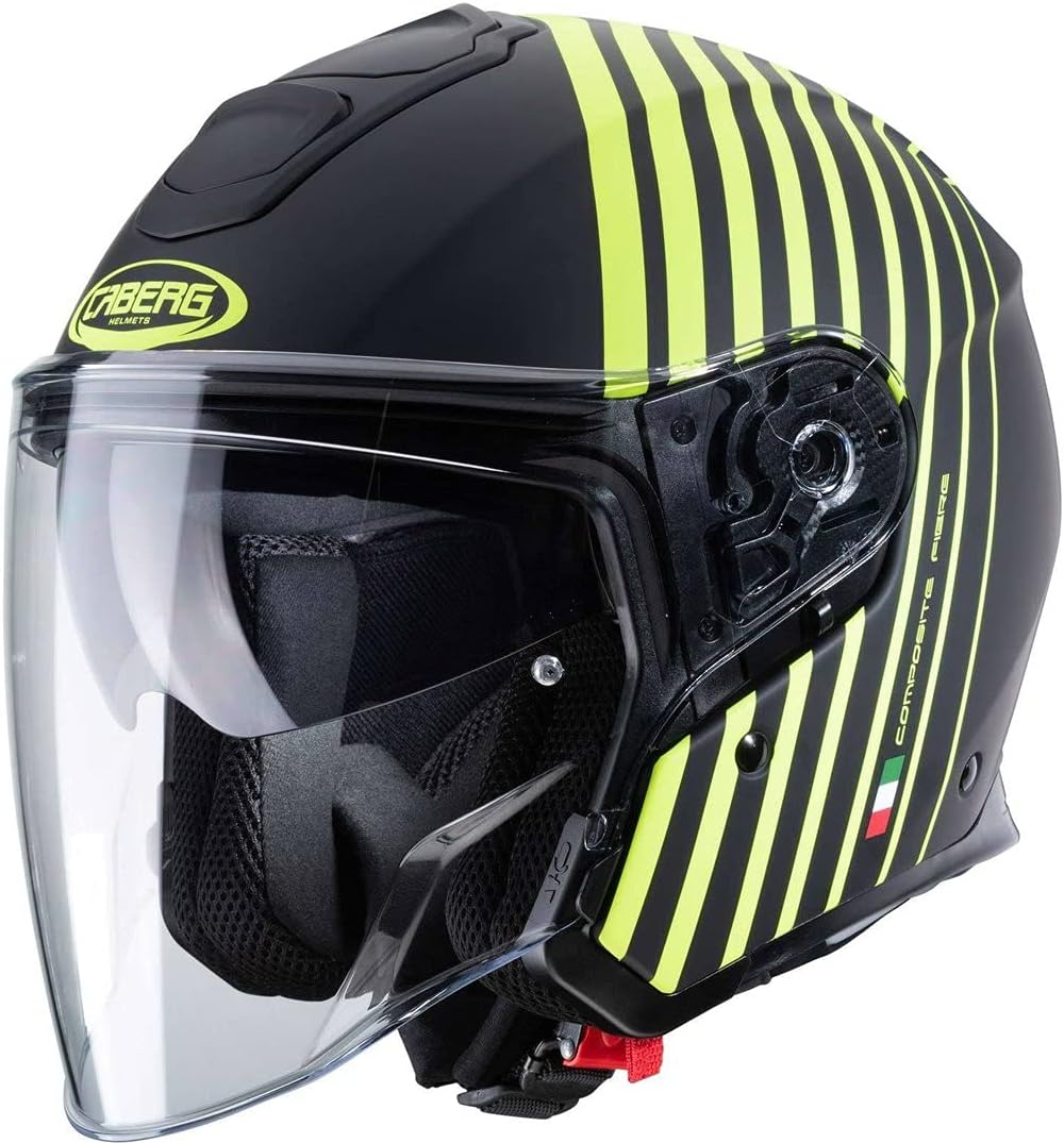 Caberg Unisex FLYON BAKARI Motorradhelm, Mattschwarz/leuchtendes Gelb, M