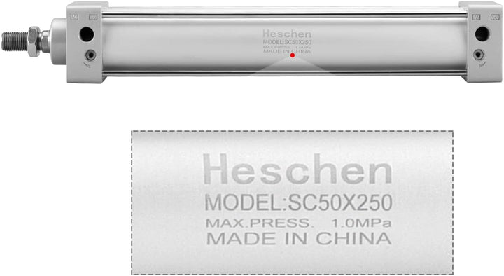 Heschen Pneumatischer Standard-Luftdruckzylinder, SC 50-250, PT1/4 Anschluss, 50mm Bohrung, 250mm Hu