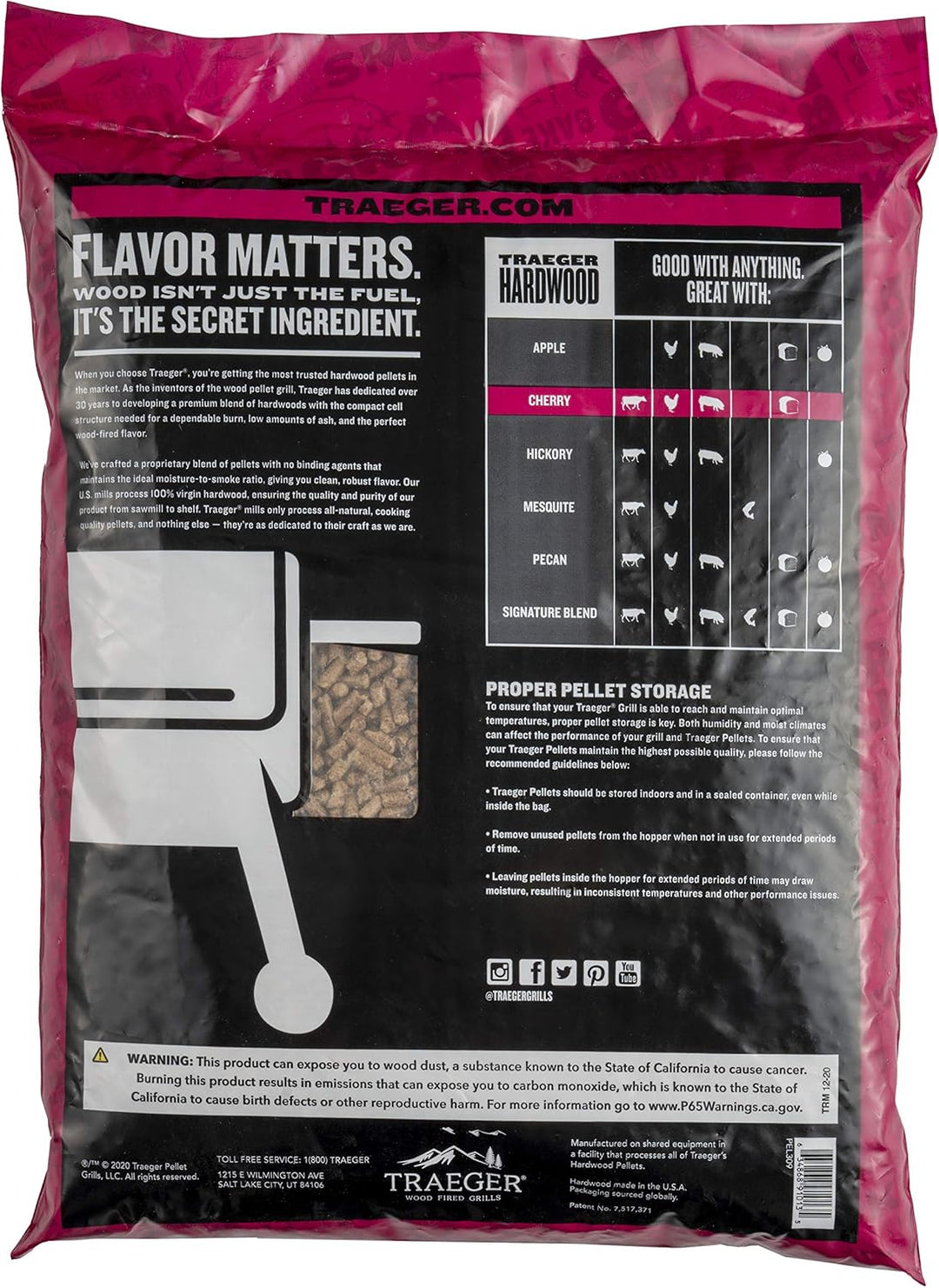 Traeger Hartholz Pellets Kirsche (Cherry) 9 kg Räuchern Smoken Chips Kirschbaum Pellets, Kirschbaum