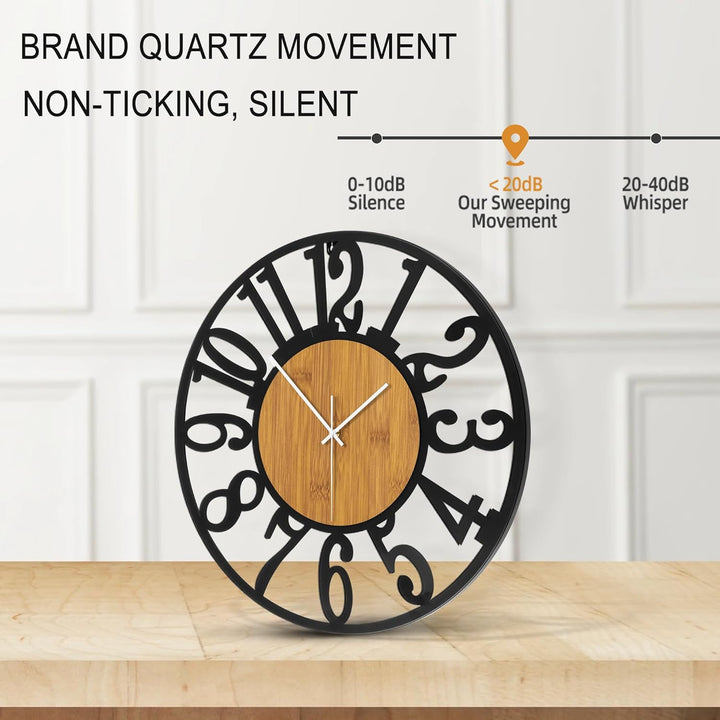 Mee 2ou Grosse Wanduhr Tickgeräusche, 34CM/14 Zoll Lautlos, Geräuschlose, Batteriebetrieben, Modern,