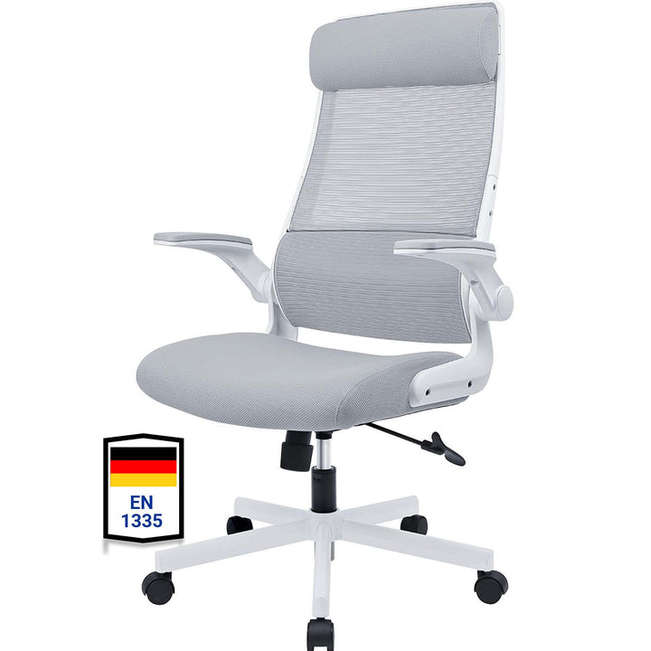 MELOKEA Bürostuhl Ergonomisch, Schreibtischstuhl aus Mesh mit Hochklappbaren Armlehnen, Computer Dre