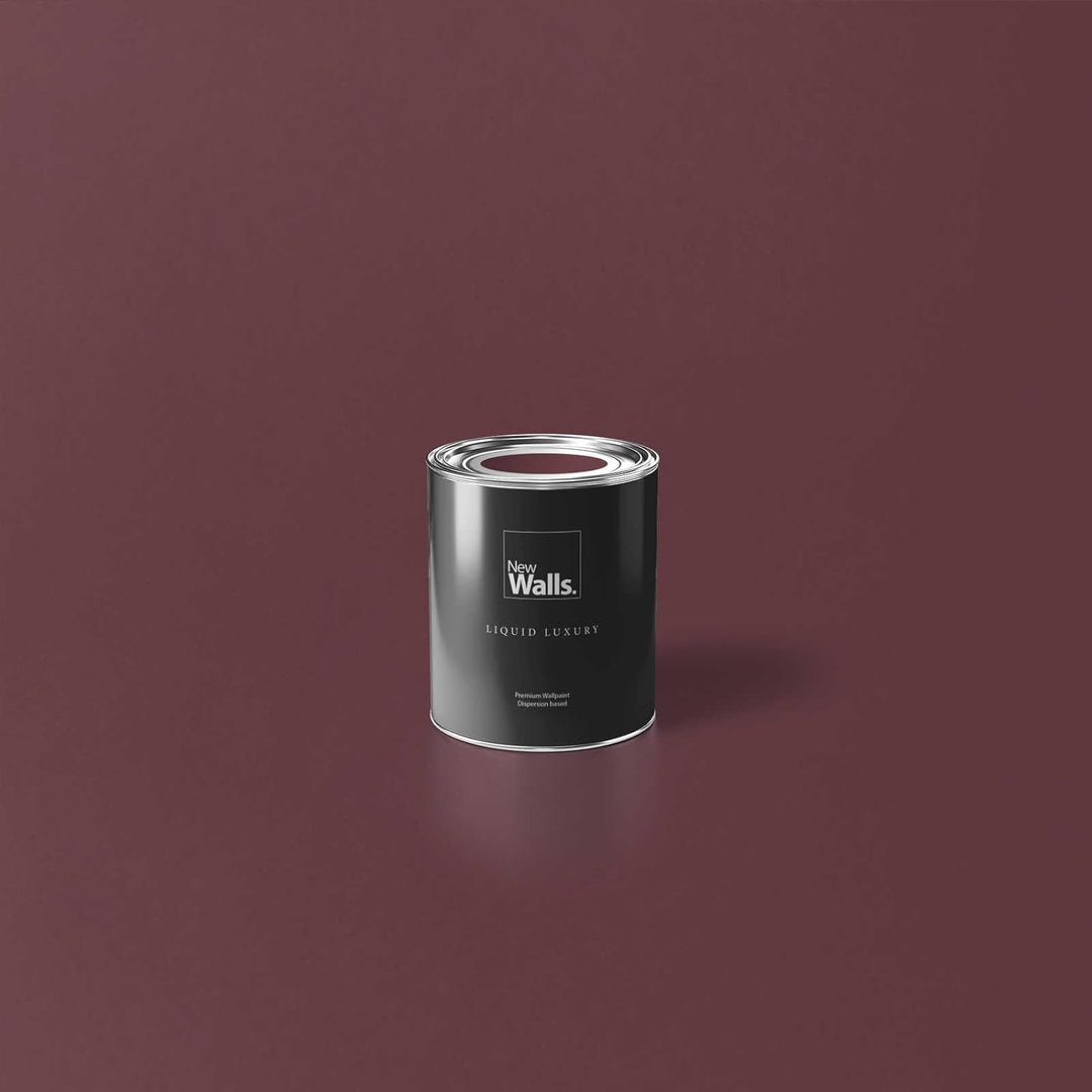 New Walls Premium Wandfarbe Rot, Bordeauxrot Liquid Luxury Dispersionsfarbe für Innenräume – 1 L 100