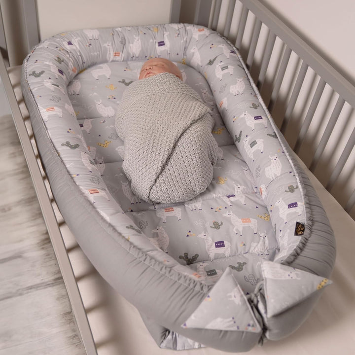 PaLulli 120x60 cm Babynest Babynestchen XXL Babykokon 2seitig 100% Baumwolle Kissen Nestchen für Bab