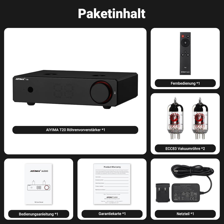 AIYIMA T20 Balanced Tube Vorverstärker LME49720 für HiFi-Heim-Audio Mini-Vakuumröhren-Vorverstärker