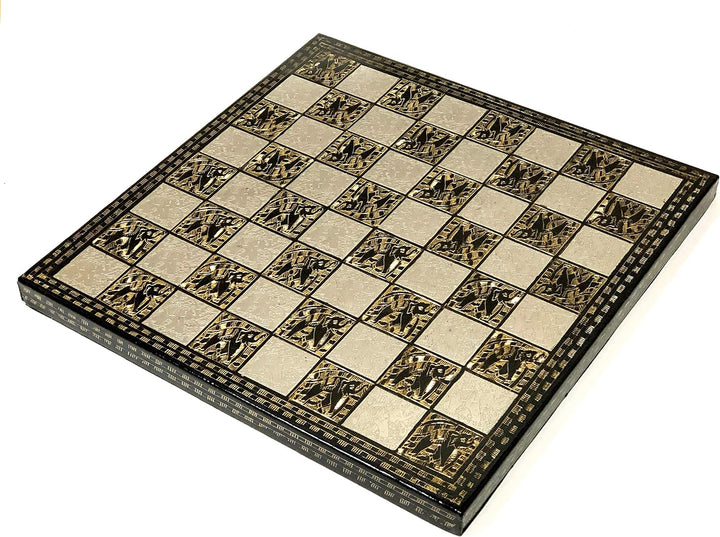 stonkraft Sammlerstück Messing Schachbrett mit 100% Messingfiguren Schachfiguren Münzen