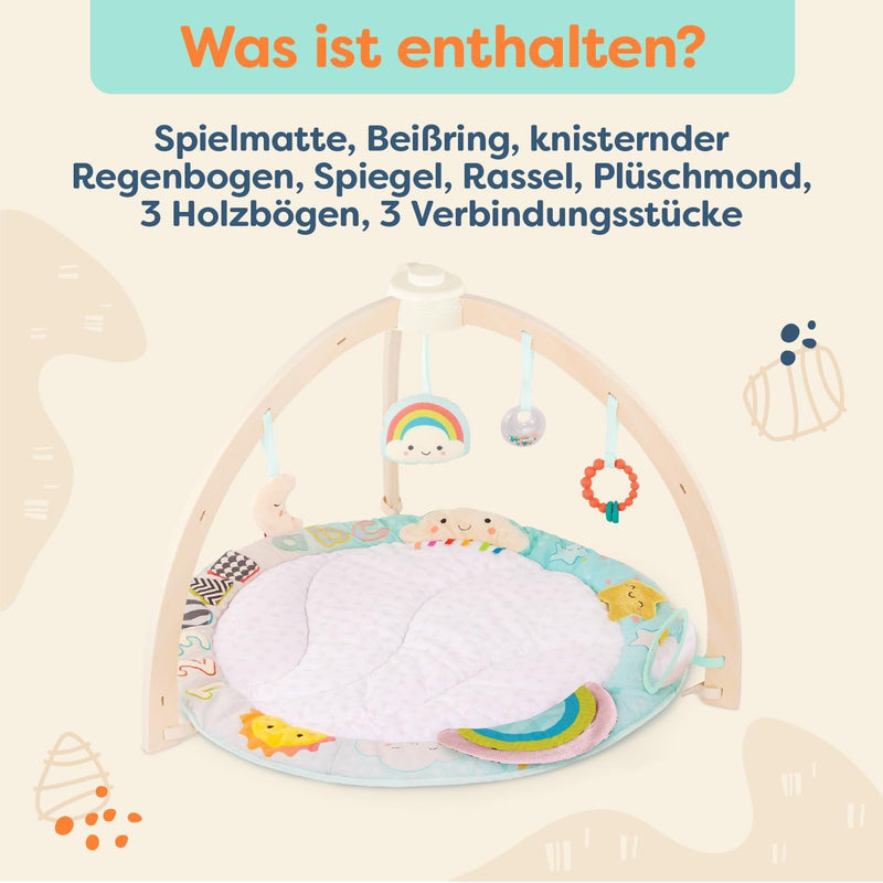 B. baby – Spielbogen Baby aus Holz – Weiche Krabbeldecke – mit Sensorik Spielzeug zum Aufhängen – Sp
