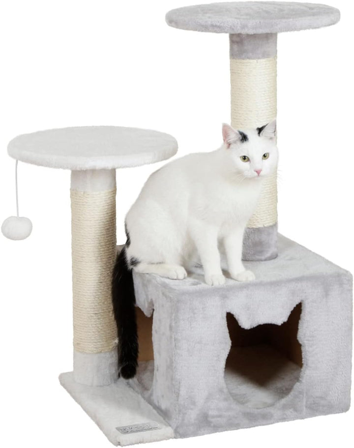 Kerbl Pet Kratzbaum Saphir Light, Für kleine bis mittelgrosse Katzen, Mit Sisalsäulen/Häuschen/Spiel
