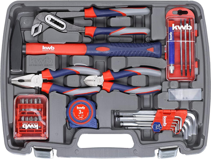 kwb Werkzeugkoffer aus robustem Hartkunststoff inkl. 65-tlg. hochwertigem Werkzeug-Set als perfekte