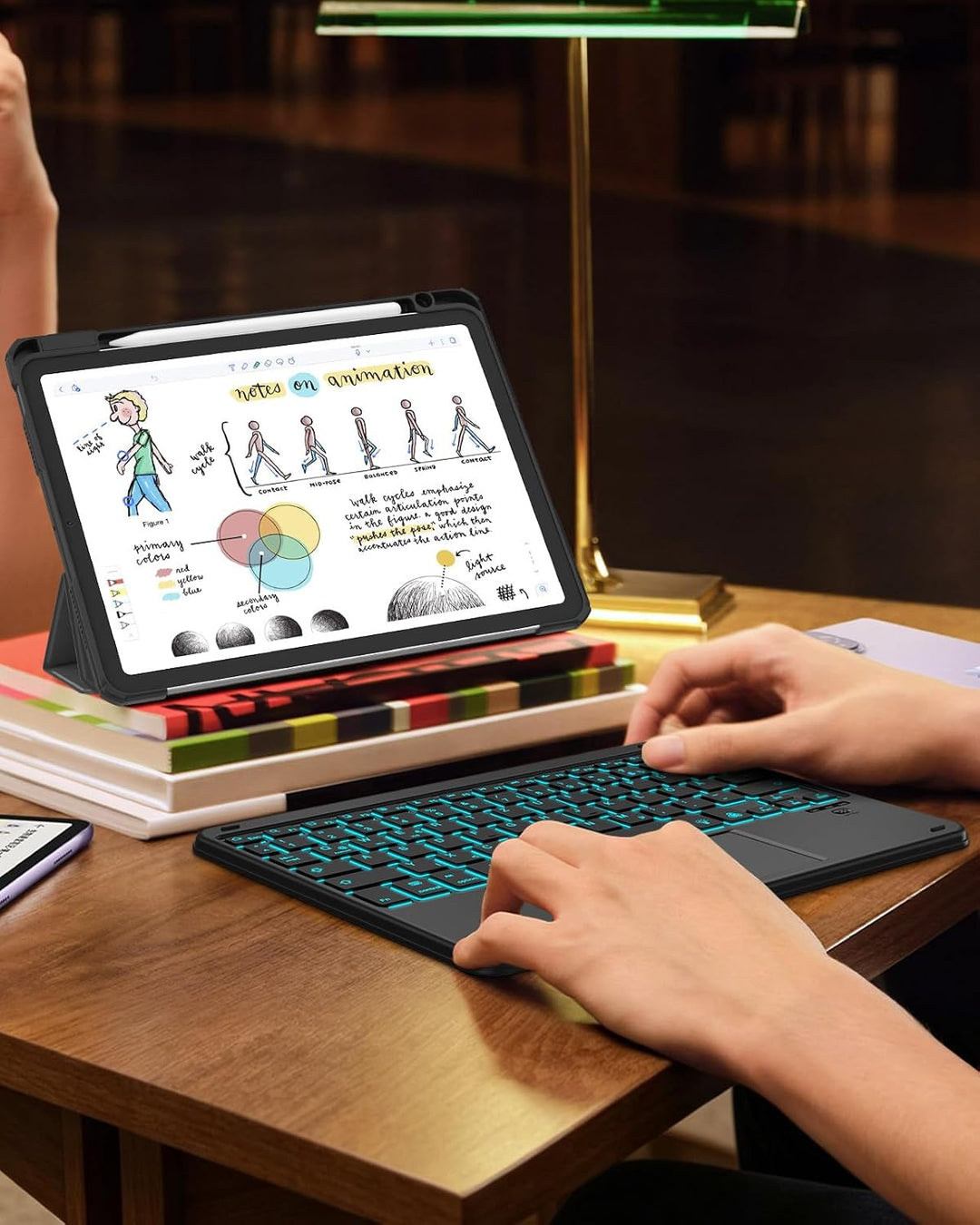 FINTIE Kabellose Bluetooth Tastatur mit Touchpad, Beleuchtet Schwarz, Beleuchtet Schwarz