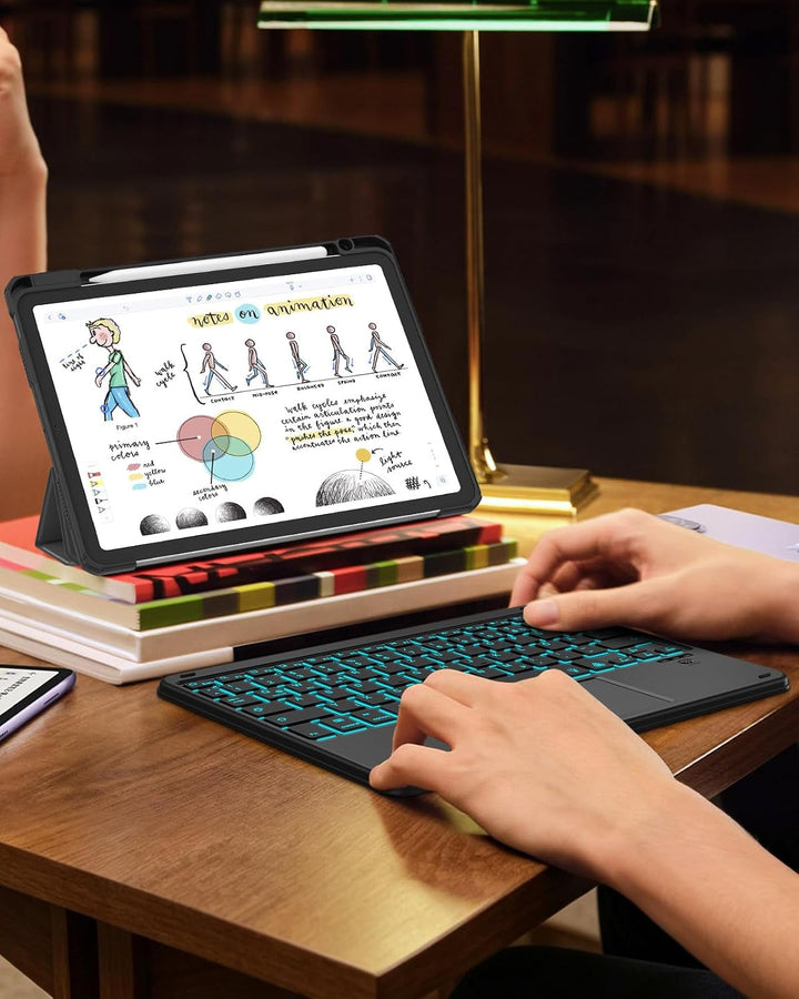 FINTIE Kabellose Bluetooth Tastatur mit Touchpad, Beleuchtet Schwarz, Beleuchtet Schwarz