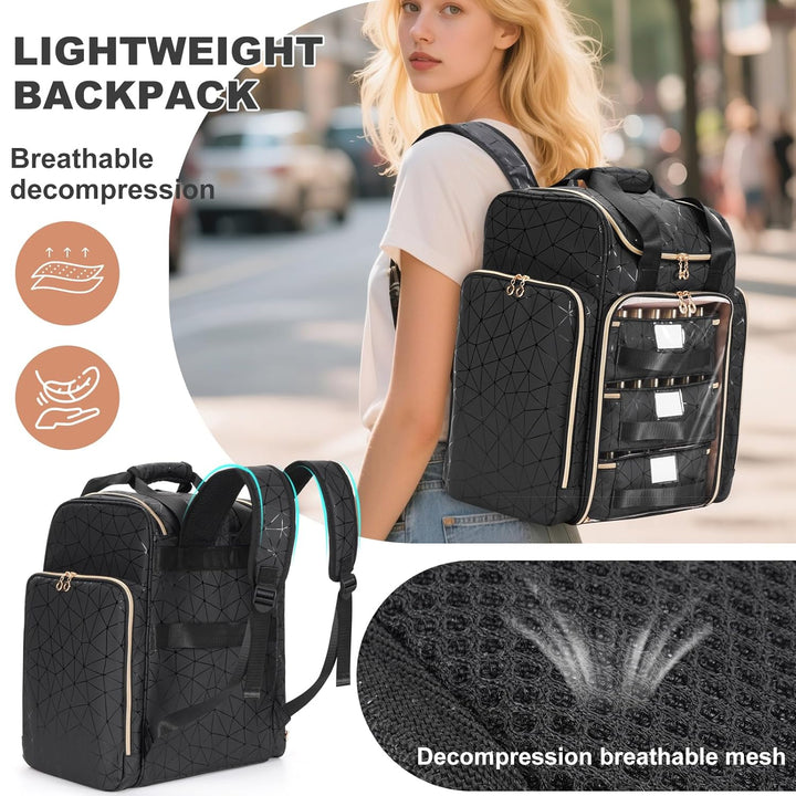 Uross Nagellack Organizer für 126 Nagellackflaschen und 1 LED-Nagellampe, Nagellack Aufbewahrung Tas
