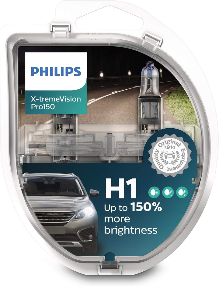 Philips H1 X-tremeVision Pro150 55 Watt 12 Volt P14,5s 12258XVPS2 (2 Stück)