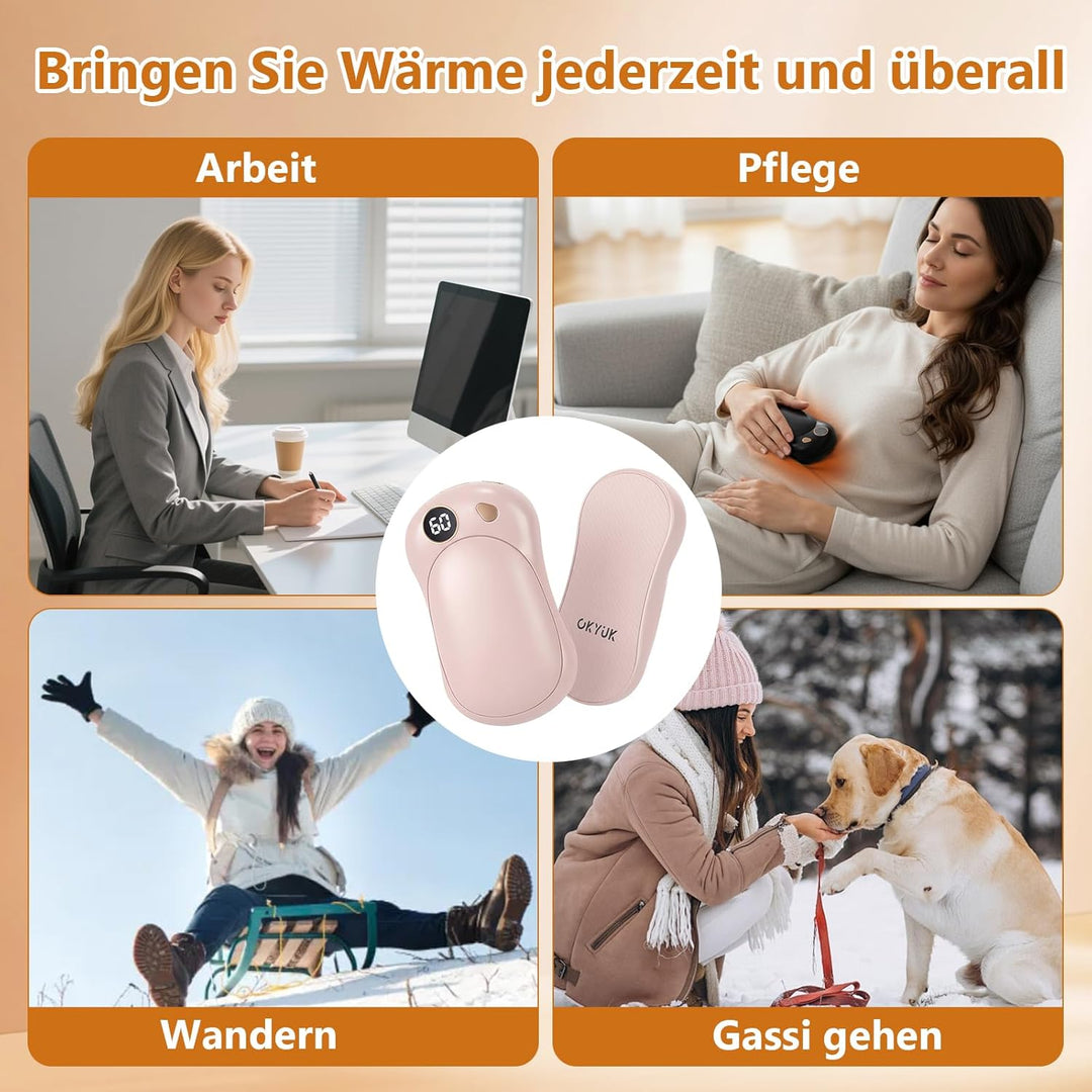 OKYUK Handwärmer 2 Pack, Magnetisches Handwärmer Elektrisch Wiederaufladbar mit 5000 mAh Akkukapazit
