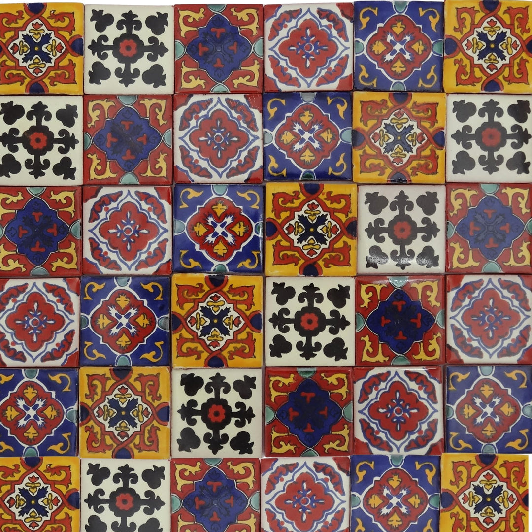 Eine Packung von 50 mexikanischen handgemachten Talavera, 5 cm Fliesen
