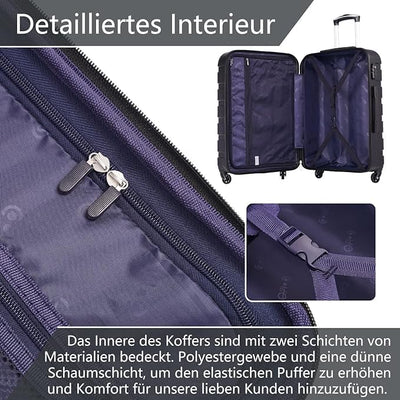 COOLIFE Hartschalen-Koffer Trolley Rollkoffer Reisekoffer ardschale Boardcase Handgepäck mit TSA-Sch