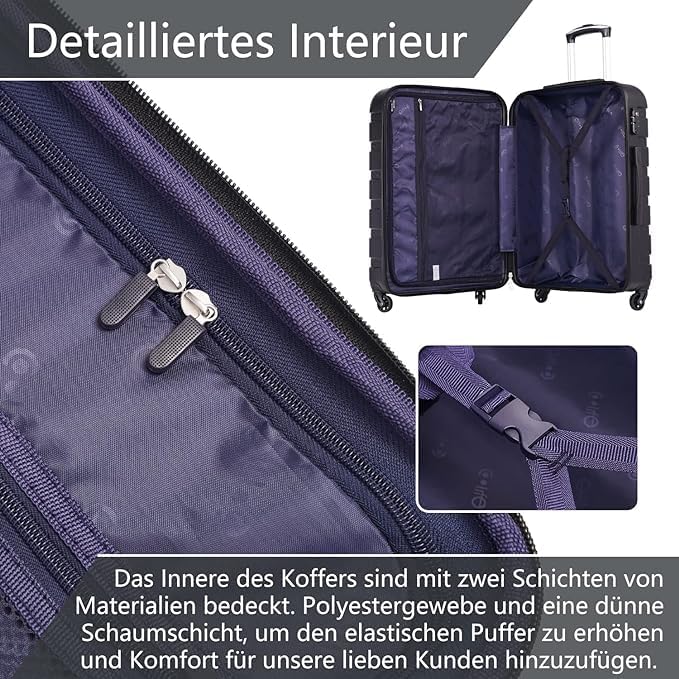 COOLIFE Hartschalen-Koffer Trolley Rollkoffer Reisekoffer ardschale Boardcase Handgepäck mit TSA-Sch