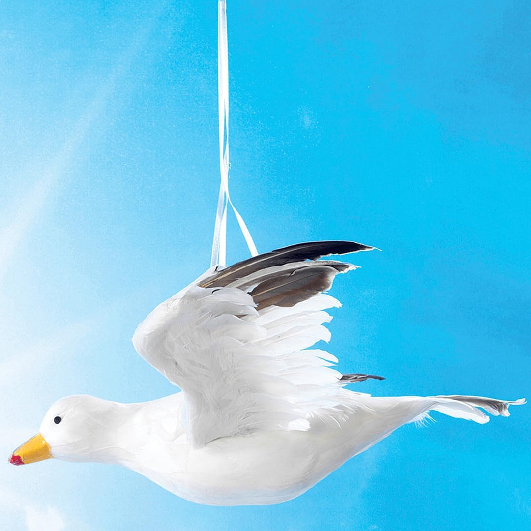 Deko-Möwe Dekovogel Maritimedeko weiss 43 cm fliegend, mit echten Federn und Befestigung