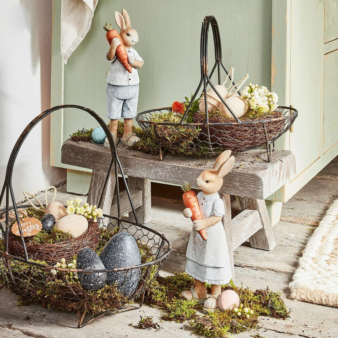 Loberon® Hase 2er Set Gimont, handbemaltes Häschen-Paar, detailverliebt gestaltet, nostalgischer Cha