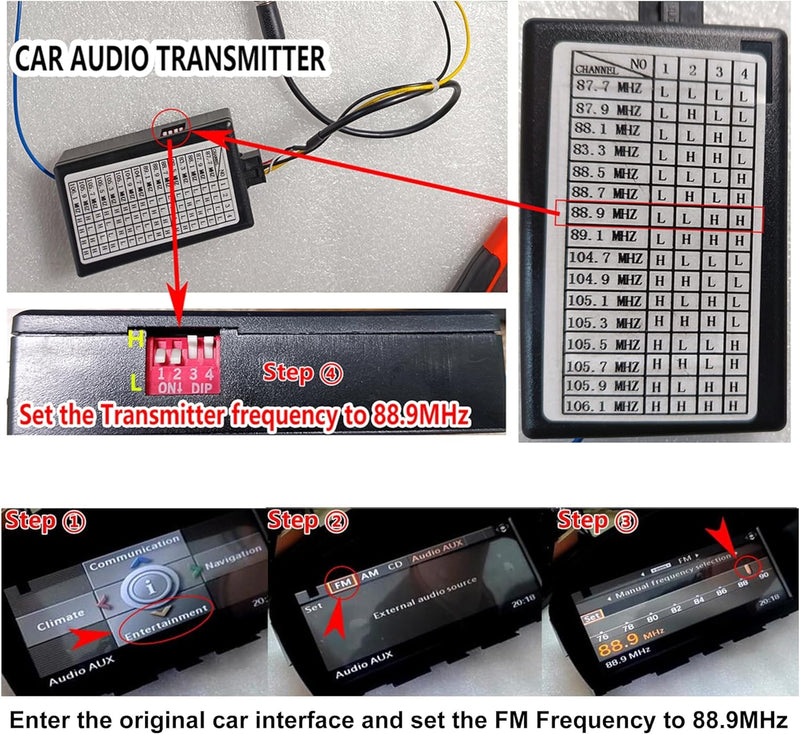 AUX-Adapter für BMW E60, FM-Radio-Transmitter für alle Android-Bildschirme, AUX für Mercedes Benz &