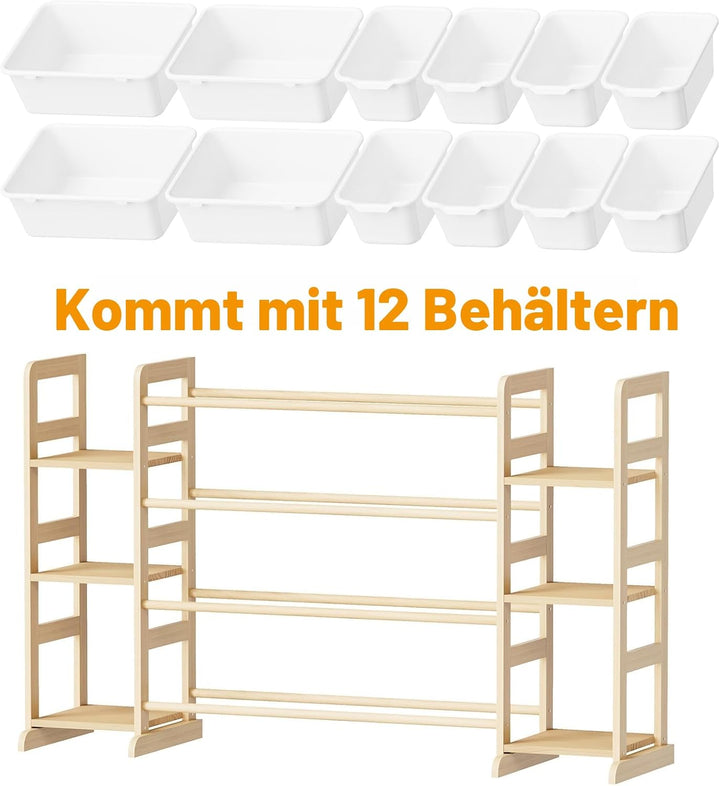 SpaceAid Spielzeug-Organizer mit 6 Regalen und 12 Behältern, Bücherregal/Bücherregal, Kinder-Mülleim