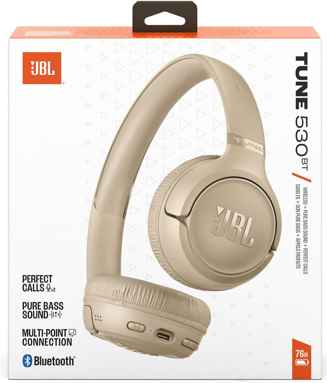 JBL Tune 530 BT Wireless On-Ear Kopfhörermit JBL Pure Bass Sound, Bis zu 76 Stunden Musikwiedergabe,