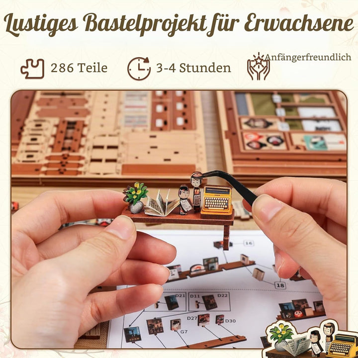 Fsolis Book Nook Japan Kit Antiquariat von Kyoto 3D Holz Puzzle | Miniaturhaus, Japanisches Puppenha