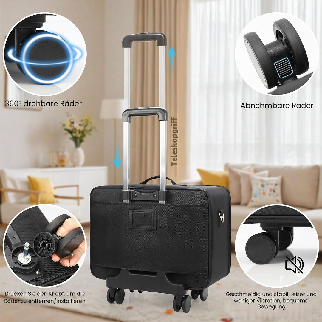 17.7" Extra Grosse Kosmetikkoffer Trolley - Professionelle Schminkkoffer Reise Beauty Case Tragbare