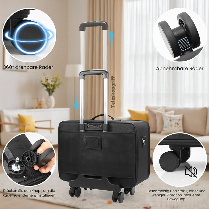 17.7" Extra Grosse Kosmetikkoffer Trolley - Professionelle Schminkkoffer Reise Beauty Case Tragbare