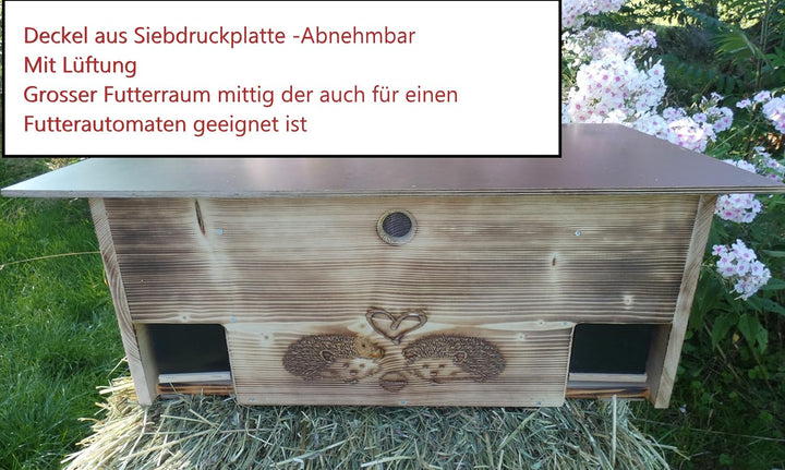 Igelfutterhaus 80cm x 40cm x 32cm Igelhotel 18mm Vollholz Witterungsbeständig Labyrintheingang easyt