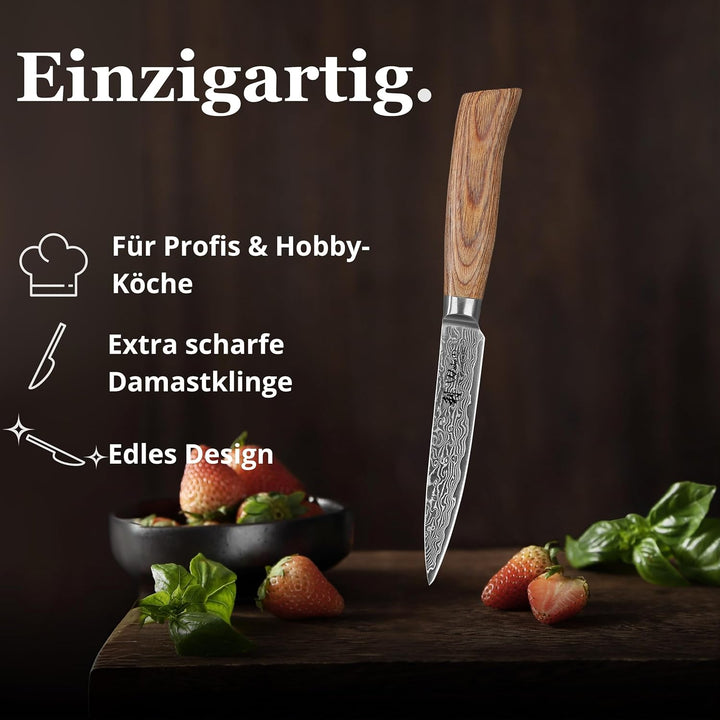 Wakoli EDIB Pro Allzweckmesser aus echtem Damaststahl (VG10 Kern) 12 cm Klinge – Scharf & ergonomisc