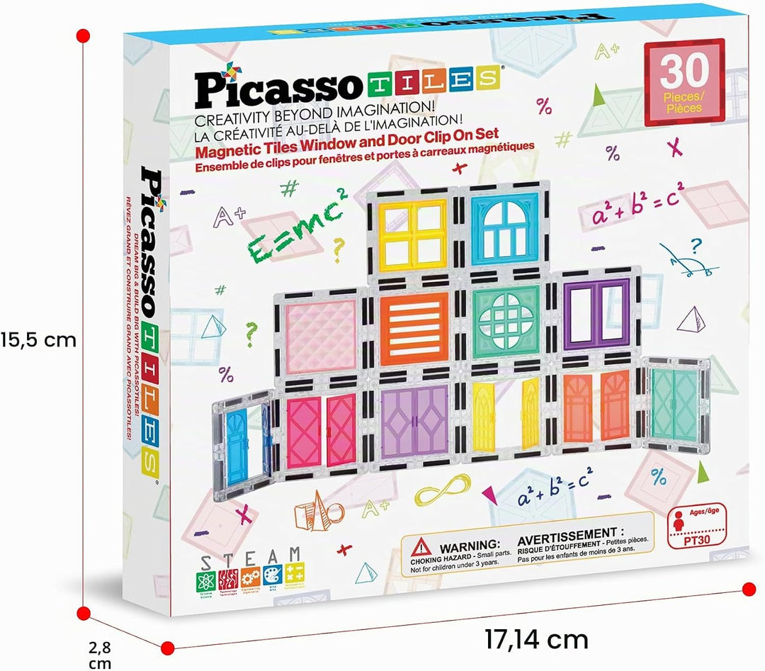 PicassoTiles Magnetblöcke zum Anklemmen für Fenster und Türen, Magnetfliesen, Magnete, Bausteine, Ko