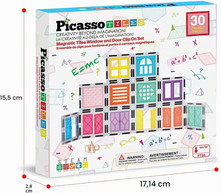 PicassoTiles Magnetblöcke zum Anklemmen für Fenster und Türen, Magnetfliesen, Magnete, Bausteine, Ko