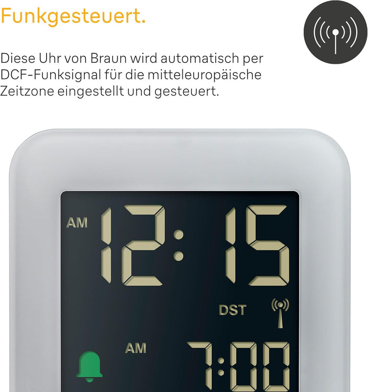 Braun Digitaler Funkreisewecker für die mitteleuropäische Zeitzone (DCF) in kompakter Grösse mit Sch