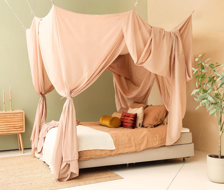 Nougat Betthimmel für Doppelbett | Rechteckiges Moskitonetz Grössen | Baldachin Bett für Teenagern &amp;