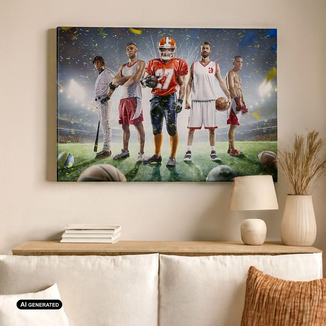 Bilder auf Leinwand 100x70cm Leinwandbild mit Rahmen Sport Sportler Gross Wanddeko Bild Schlafzimmer