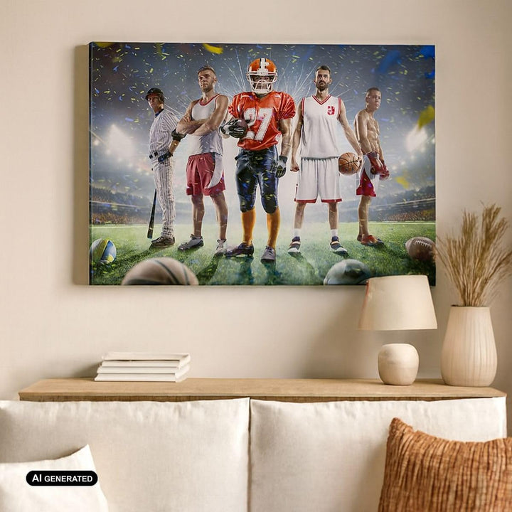 Bilder auf Leinwand 100x70cm Leinwandbild mit Rahmen Sport Sportler Gross Wanddeko Bild Schlafzimmer
