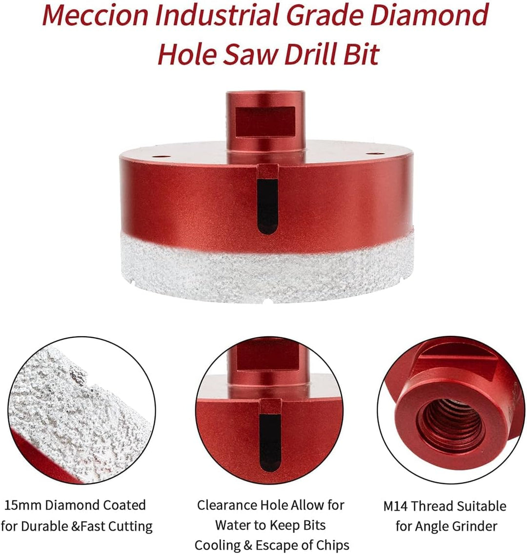 Meccion Diamant Lochsäge Bohrkrone M14 Winkelschleifer Diamantbohrkrone für Fliesen/Granit/Marmor/Po