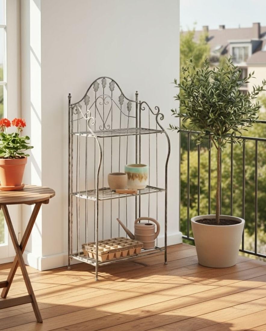 Beliani Metallregal für Pflanzen Freistehende Regale für den Innenbereich und das Badezimmer Grau Vi