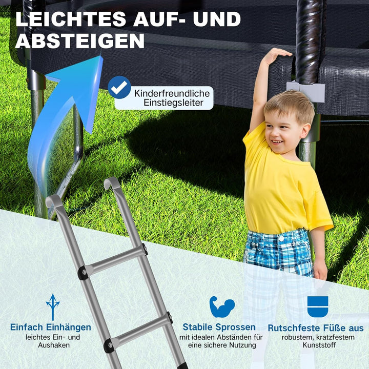Devoko Trampolin Outdoor Ø 183/228/305/366/427 cm, GS-Zertifikat Indoor Trampolin Kinder Gartentramp