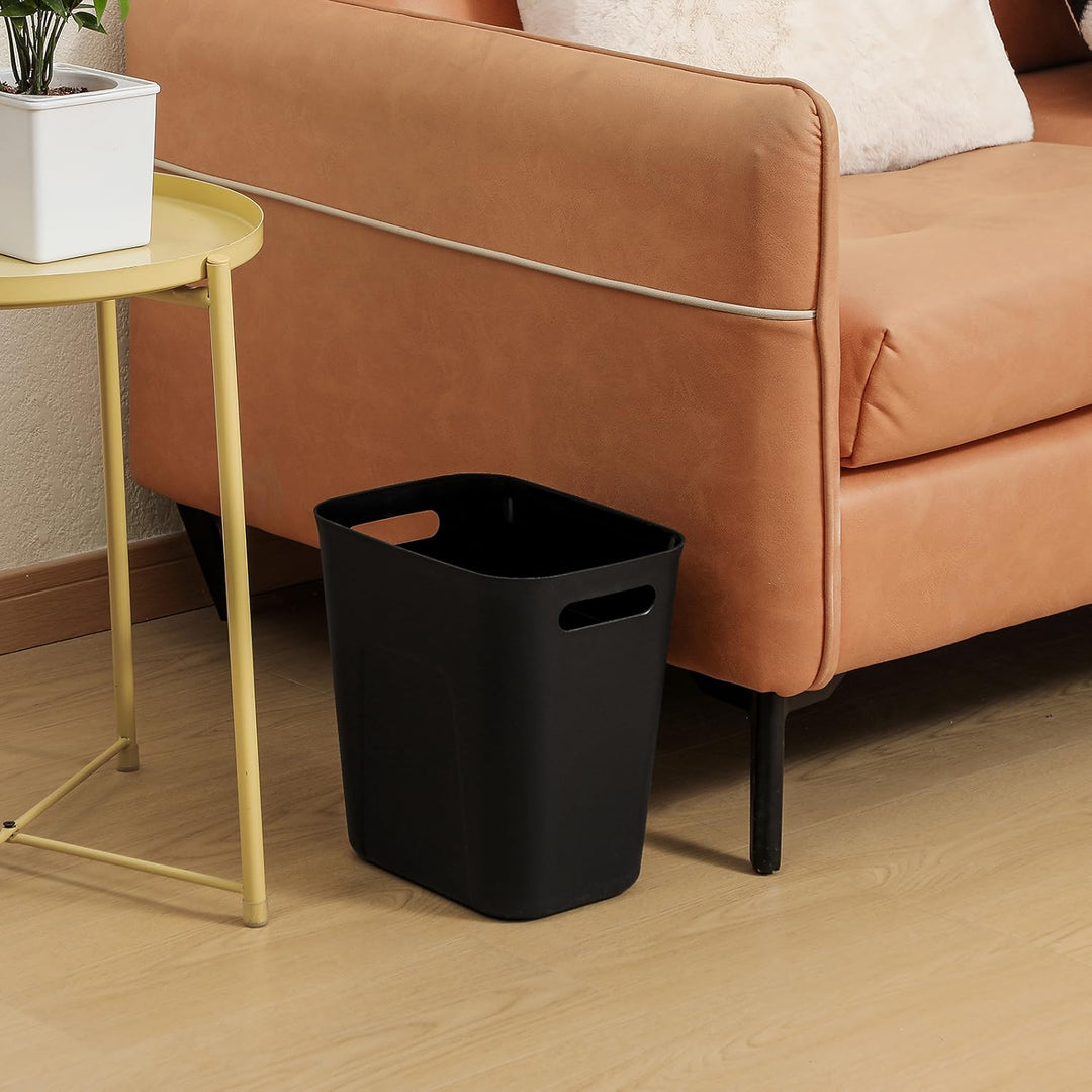 UUJOLY Kunststoff-Mülleimer, Abfalleimer, Korb für Badezimmer, Küche, Büro, Kinderzimmer, schwarz, 1