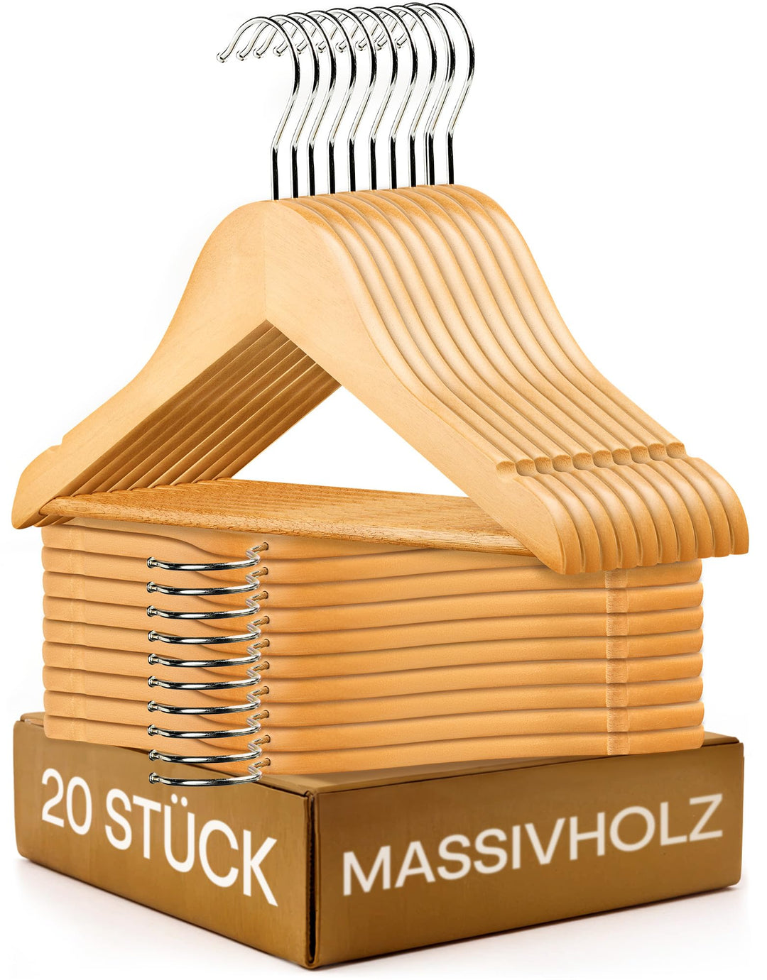 Kinderkleiderbügel FSC® Holz 20er Set - Robustes Natur Buchenholz - Perfekte Ordnung für Kinderkleid