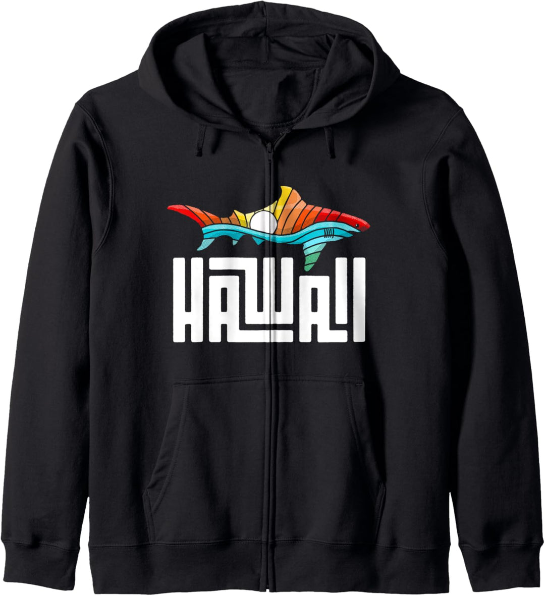 Hawaii Cool Rainbow Shark Retro Graphic Kapuzenjacke