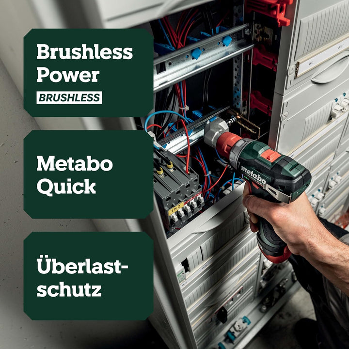 metabo Akku-Bohrschrauber PowerMaxx BS 12 BL Q - 12V, Bürstenlos, Schnellspannbohrfutter, kompakt un