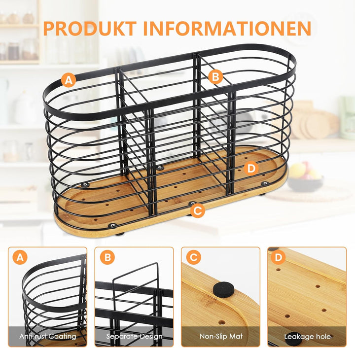 buysigo Küchenutensilienhalter，Besteckhalter aus Metall - Perfekte Organisation für Ihre Küche ，gros