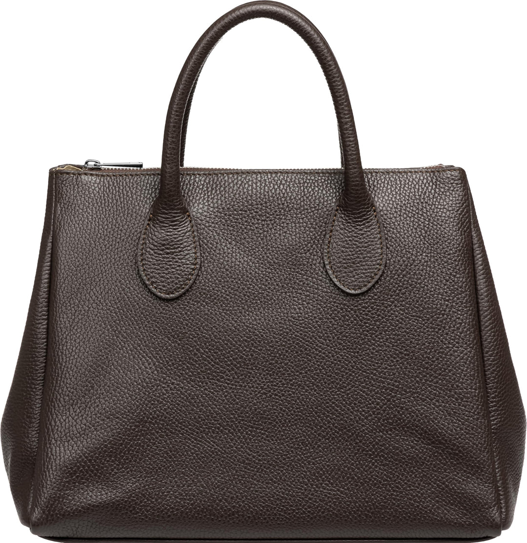 Caspar TL812 klassisch elegante Damen Leder Handtasche Einheitsgrösse Dunkelbraun, Einheitsgrösse Du