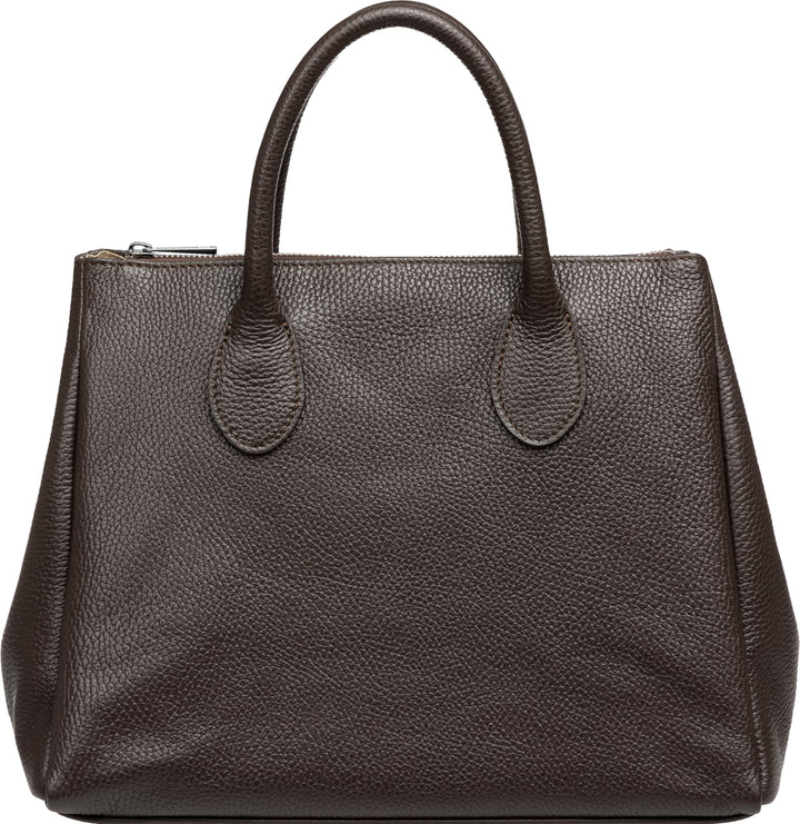 Caspar TL812 klassisch elegante Damen Leder Handtasche Einheitsgrösse Dunkelbraun, Einheitsgrösse Du
