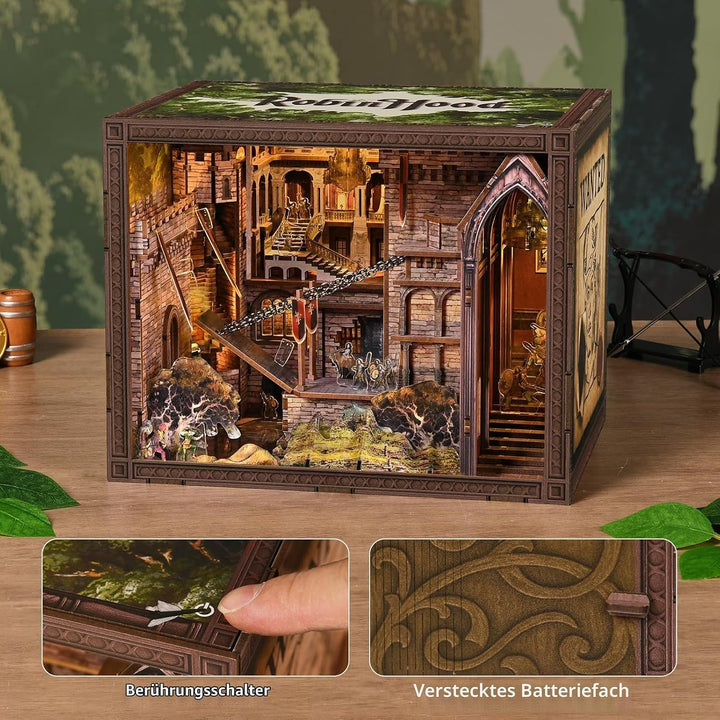 MiniCity Book Nook Kit, DIY Miniatur Puppenhaus Bücherecke Kit für Jugendliche und Erwachsene mit St